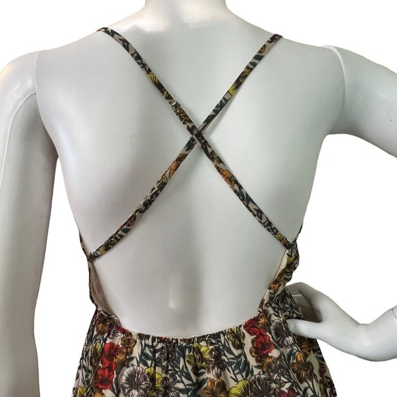 En Creme Boho Multicolor Floral Print Strappy Cutout Lined Dress‎ Size Small - Picture 4 of 7